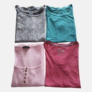 Lot of 4 Summer Tees & Tops Lucky Brand, J.Crew & 2 others SMALL